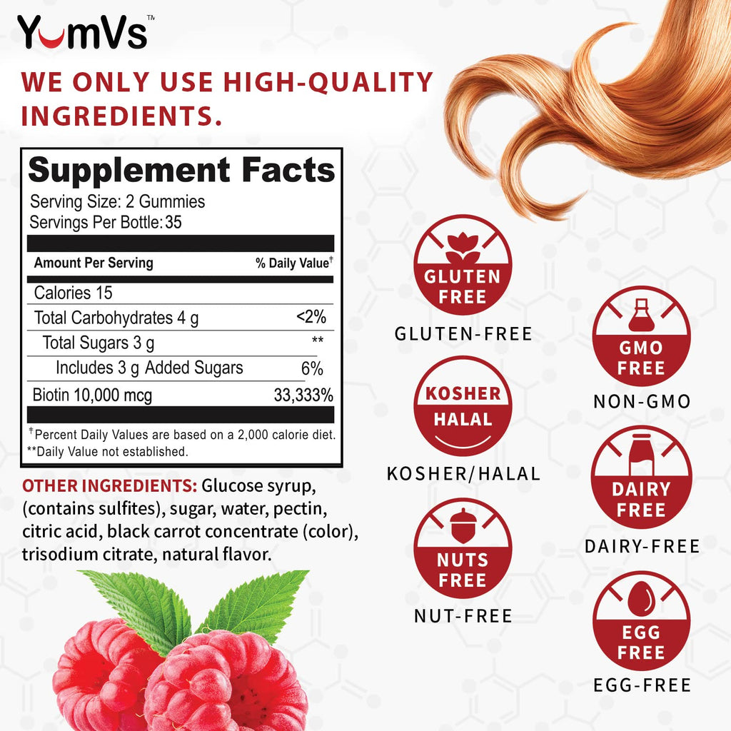 Biotin Gummies 10,000mcg – Hair, Skin & Nails – Vegan, Non-GMO – 70 Count (Pack of 2)