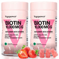 Biotin Gummies 10000mcg - Vegan Hair Growth Gummies for Women & Girls | Strawberry, Non-GMO, 120 Bears