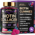 Biotin Gummies with Collagen 10,000 mcg – Hair, Skin & Nails Support (Sugar-Free, Mixed Berry) 60 Gummies
