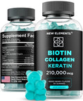 Biotin Gummies with Keratin & Collagen Peptides – Advanced Hair, Skin & Nails Vitamins (Biotin 10000mcg, Keratin 100000mcg, Collagen 100000mcg)