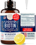 Biotin Liquid with Collagen for Hair Growth – 10,000mcg Biotin + 5,000mcg Collagen Drops – 2oz