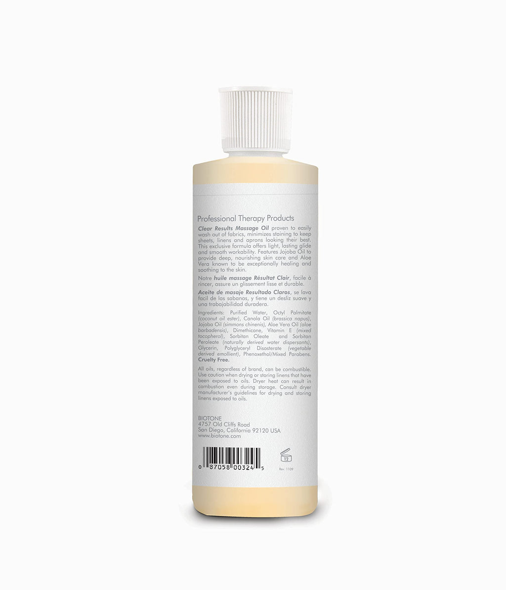 Biotone Clear Results Massage Oil, 8 Ounce - Premium Massage Oil