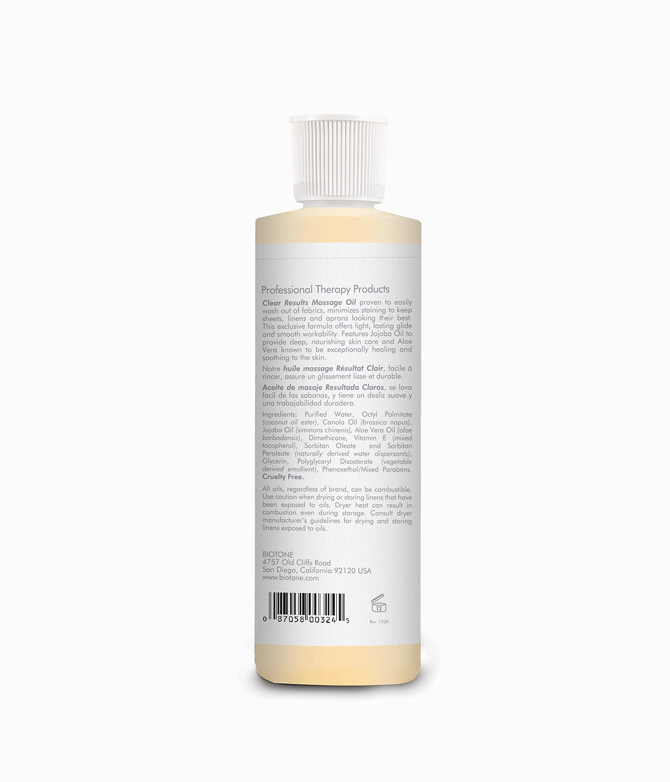 Biotone Clear Results Massage Oil, 8 Ounce - Premium Massage Oil