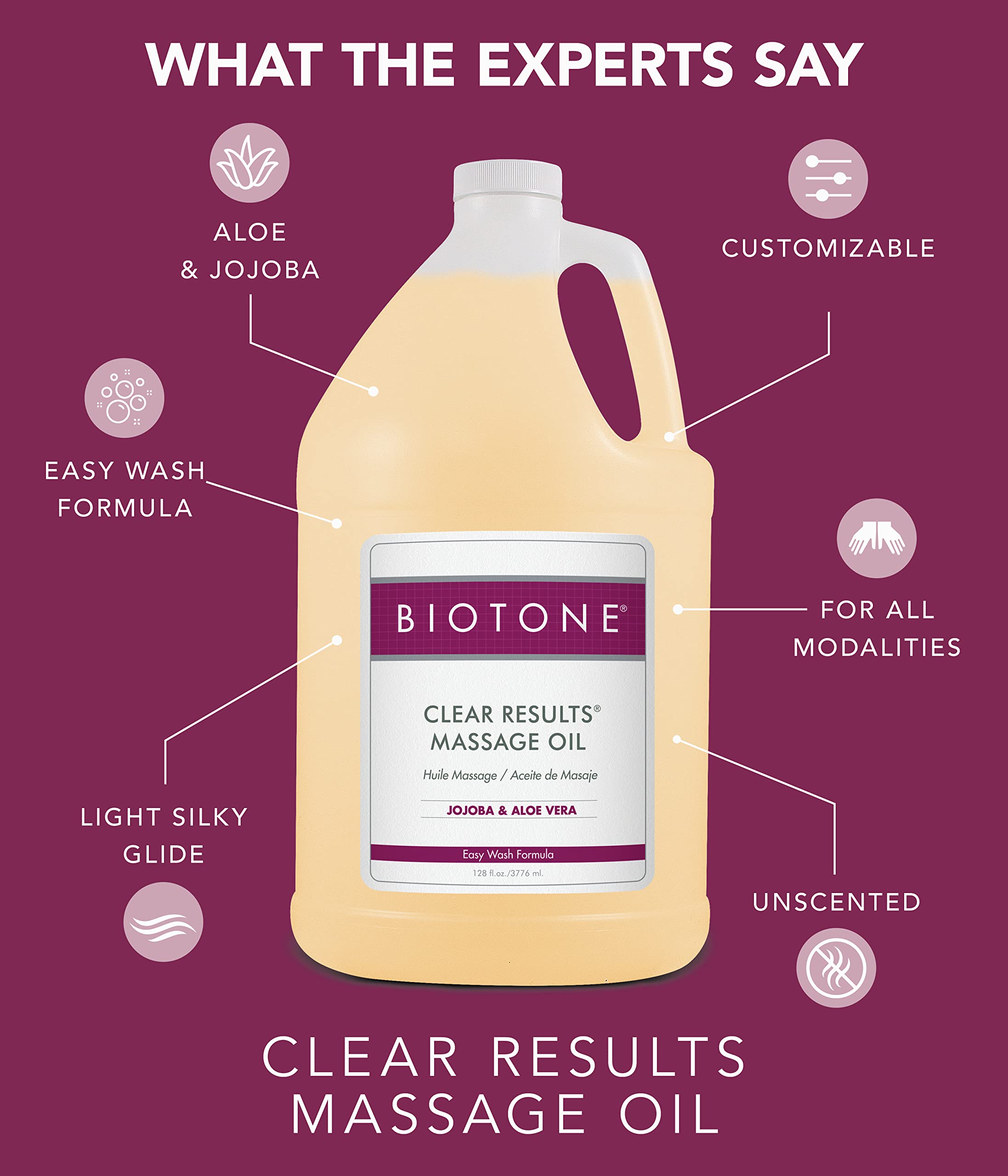 Biotone Clear Results Massage Oil, 8 Ounce - Premium Massage Oil