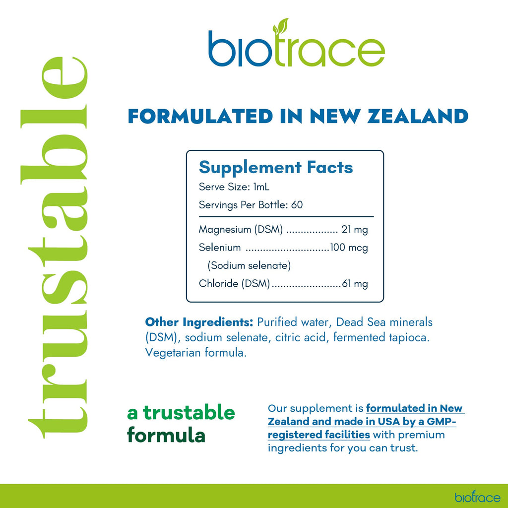 Biotrace Elemental Selenium 100mcg Liquid Drops 60ml | Magnesium & Trace Minerals