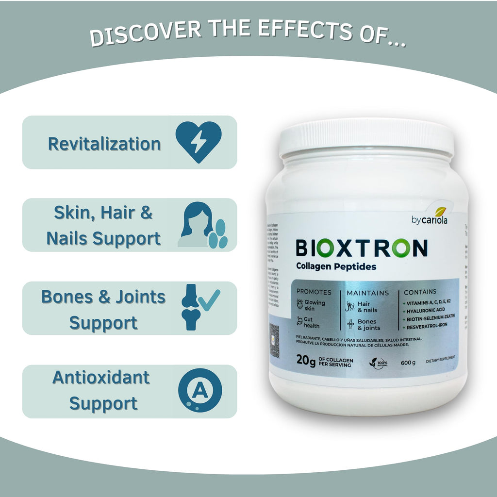 Bioxtron Collagen Peptides Powder – Unflavored Type I Bovine, 600g (30 Servings) with Hyaluronic Acid & Biotin