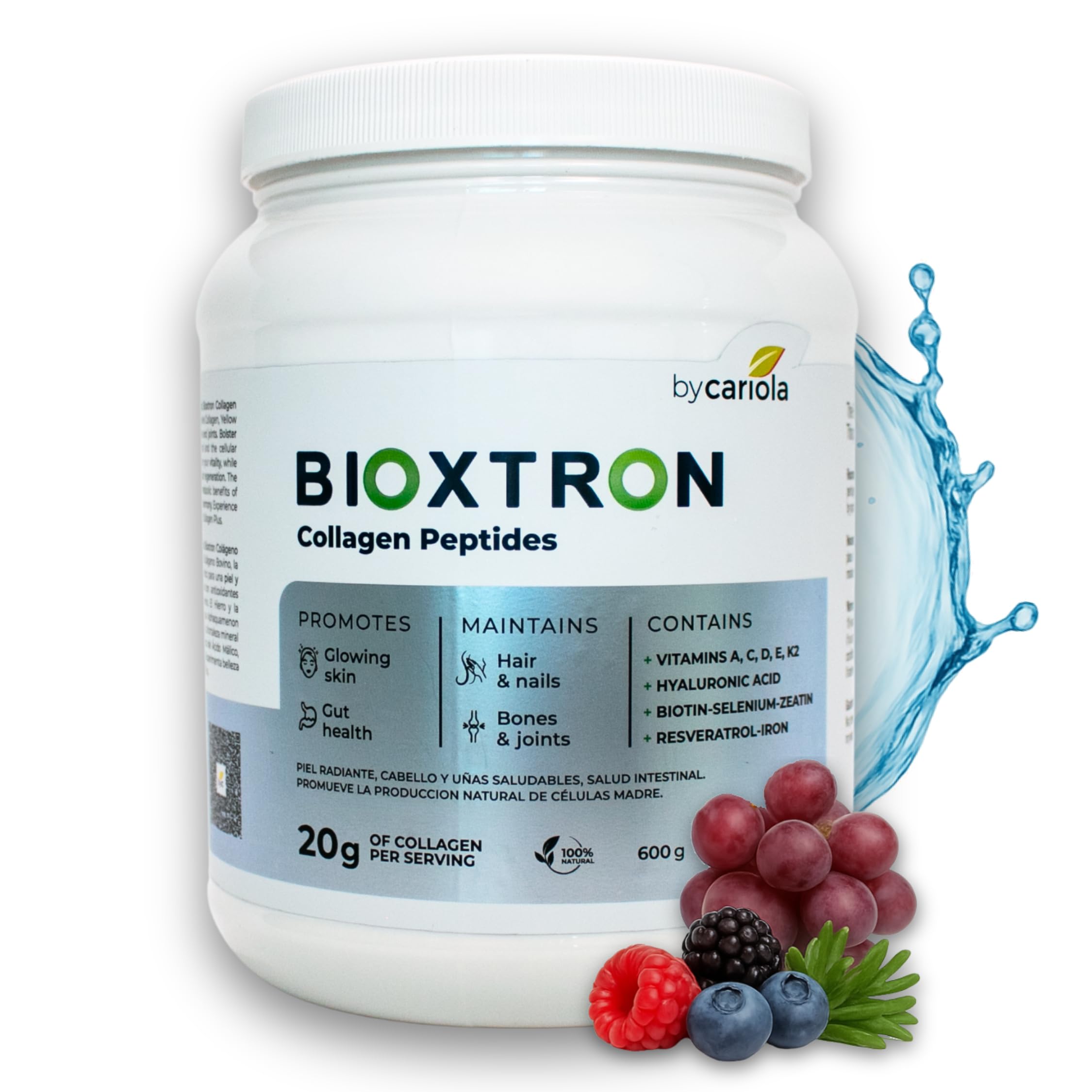 Bioxtron Collagen Peptides Powder – Unflavored Type I Bovine, 600g (30 Servings) with Hyaluronic Acid & Biotin