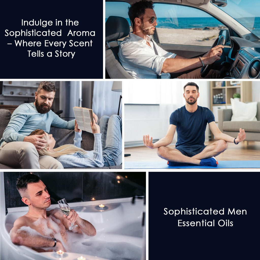 Men Essential Oils Set - Top 6 Gentlemen's Fragrance Oils for Diffuser, Candle & Soap Making