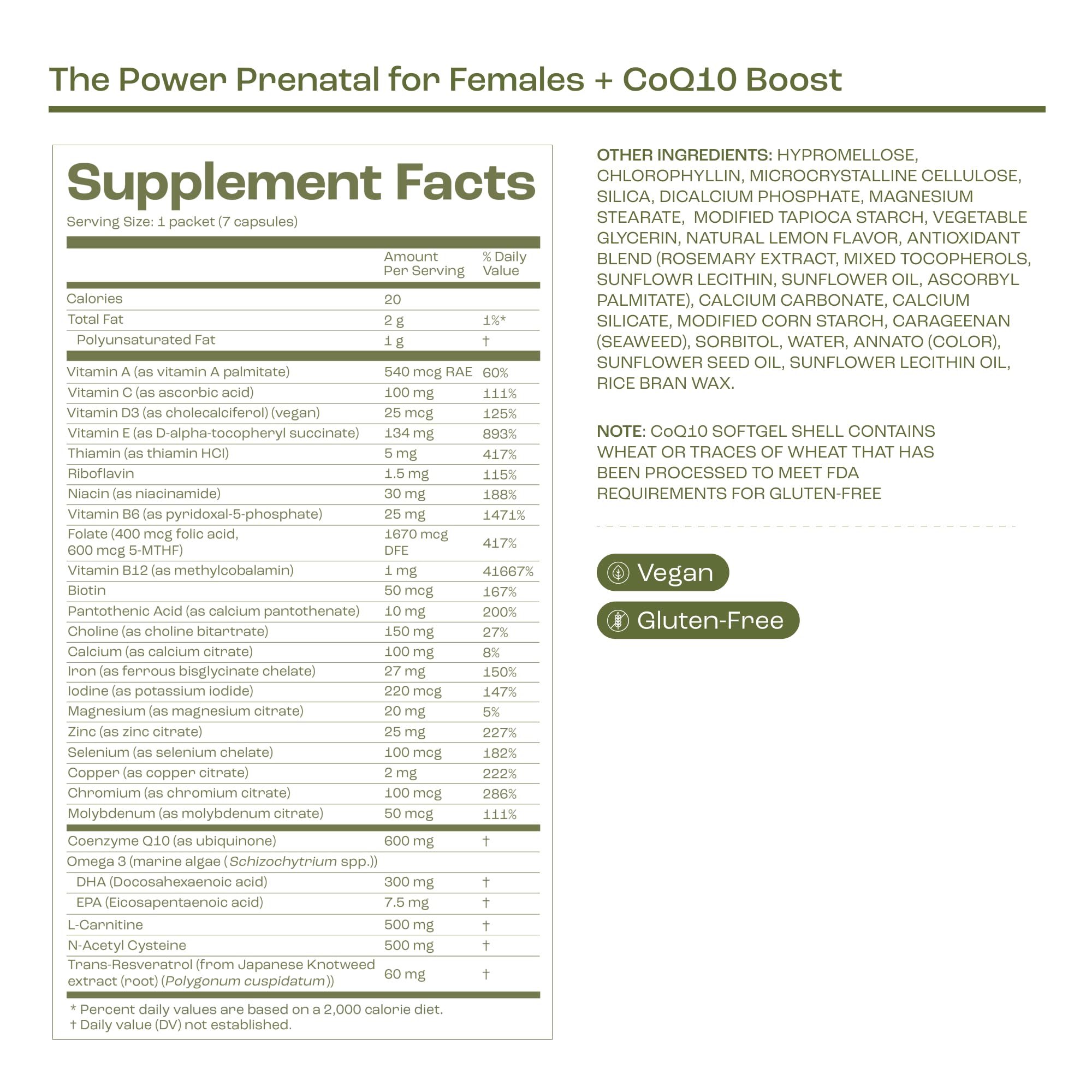 bird&be The Power Prenatal for Females with CoQ10 Boost | Preconception & Prenatal Multivitamin
