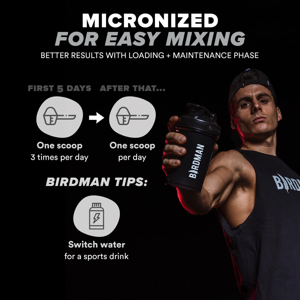 BIRDMAN Micronized Creatine Monohydrate Powder – 80 Servings (5g) | Vegan, Gluten Free, Sugar Free | 0.8 lb