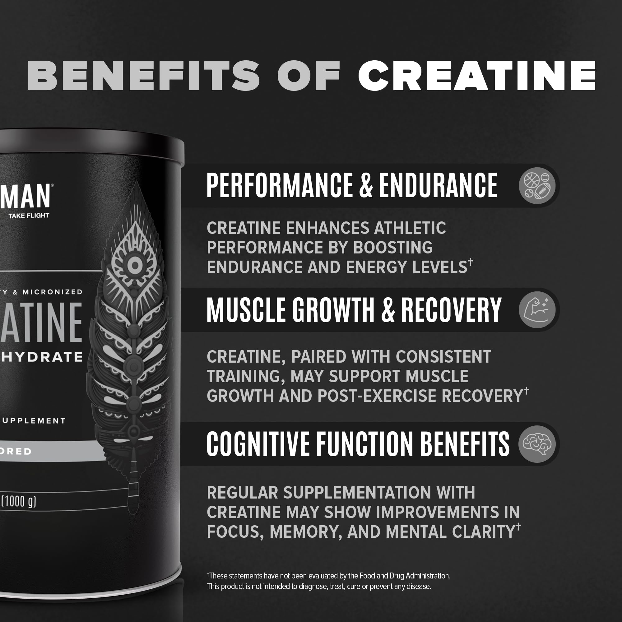 BIRDMAN Micronized Creatine Monohydrate Powder – 80 Servings (5g) | Vegan, Gluten Free, Sugar Free | 0.8 lb