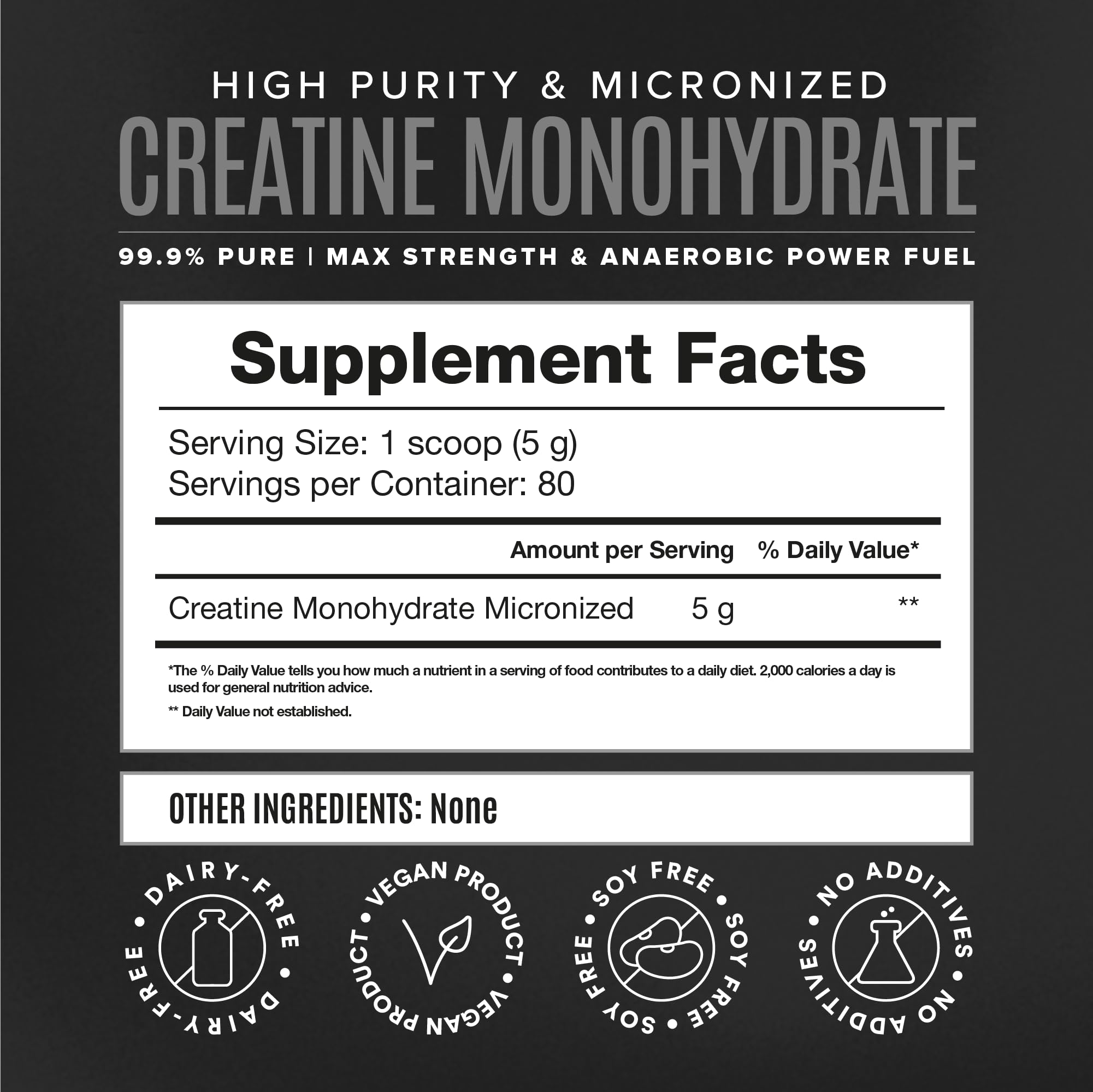 BIRDMAN Micronized Creatine Monohydrate Powder – 80 Servings (5g) | Vegan, Gluten Free, Sugar Free | 0.8 lb