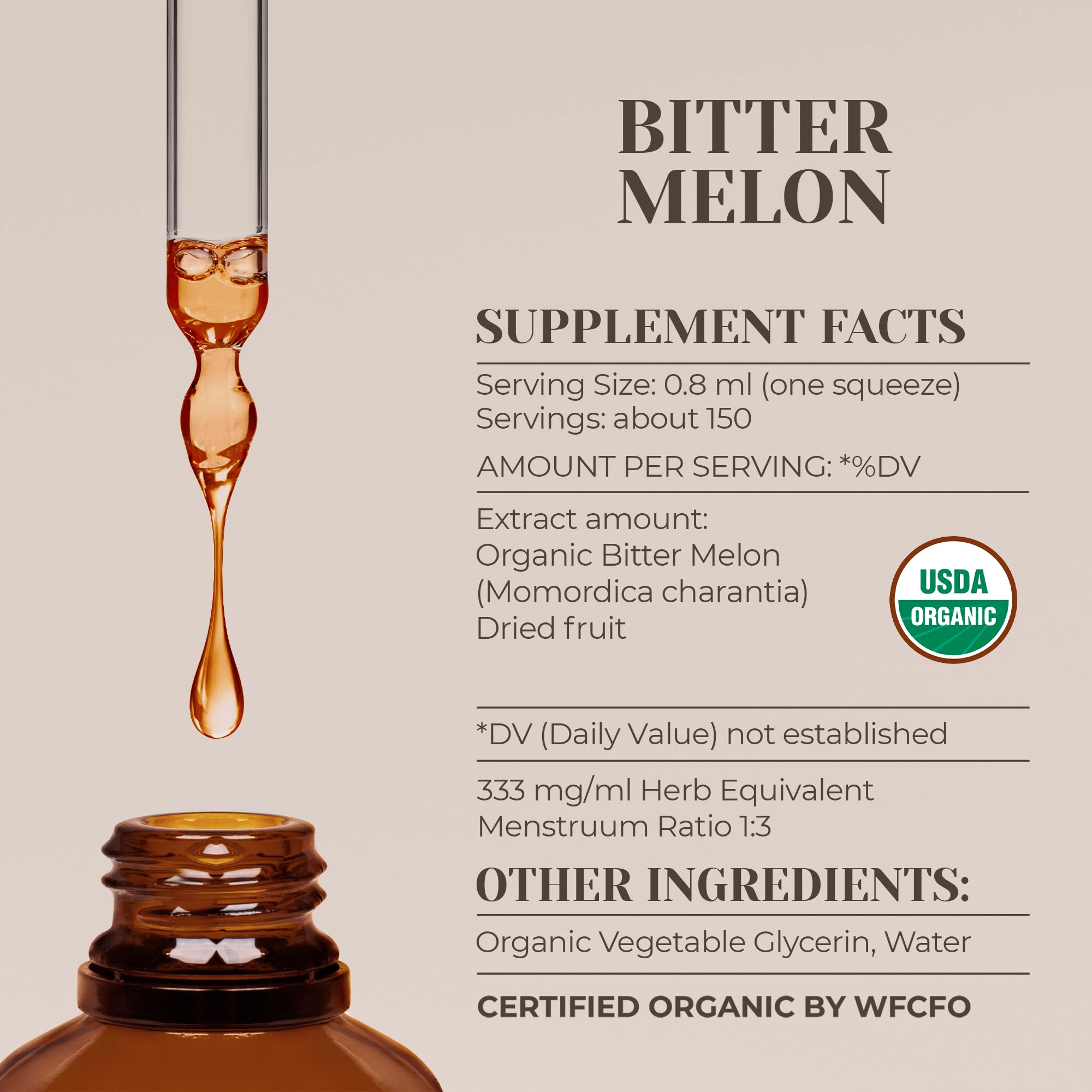 Bitter Melon USDA Organic Extract – Alcohol-Free Tincture, 4 oz