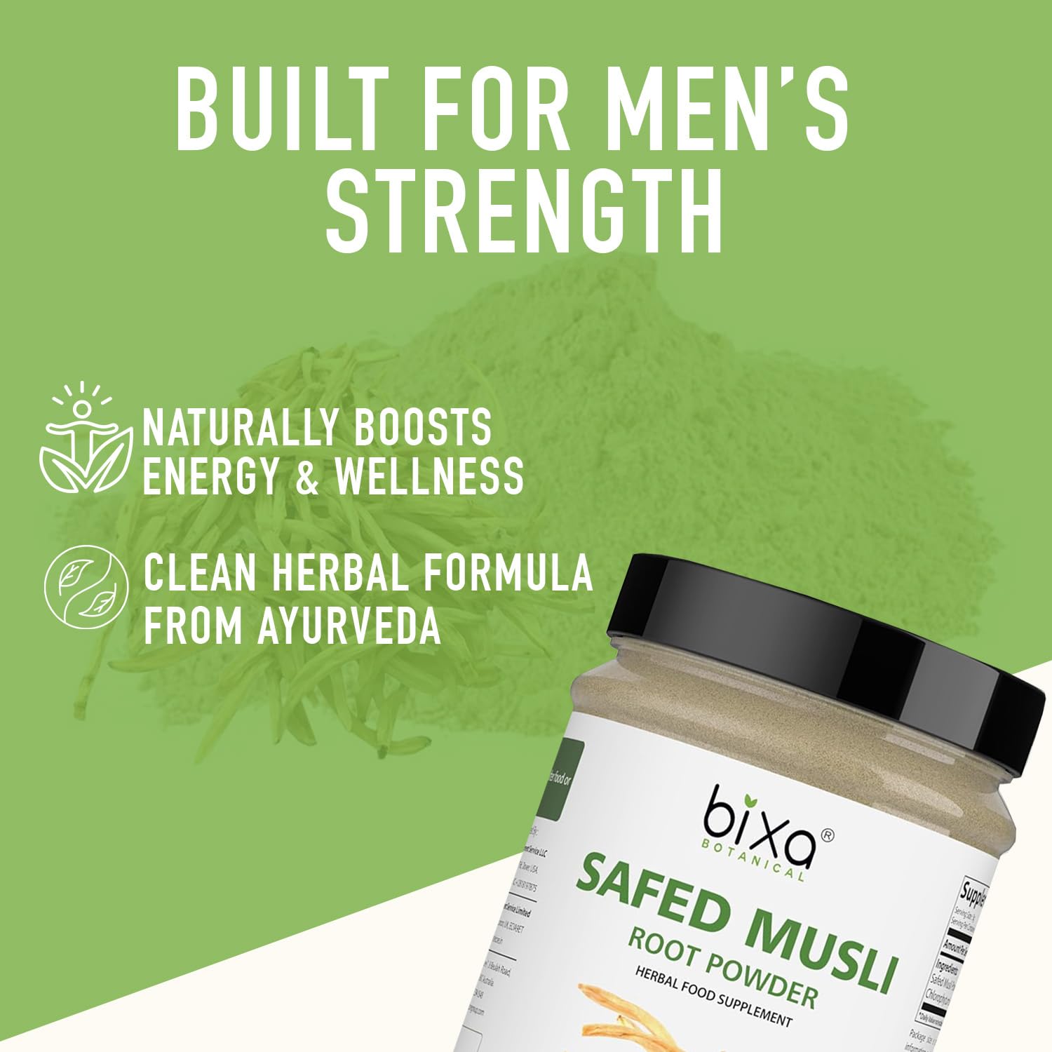 bixa BOTANICAL Safed Musli Powder – Chlorophytum Borivilianum | Steam Treated Ayurvedic Root | 7 oz (200 g)