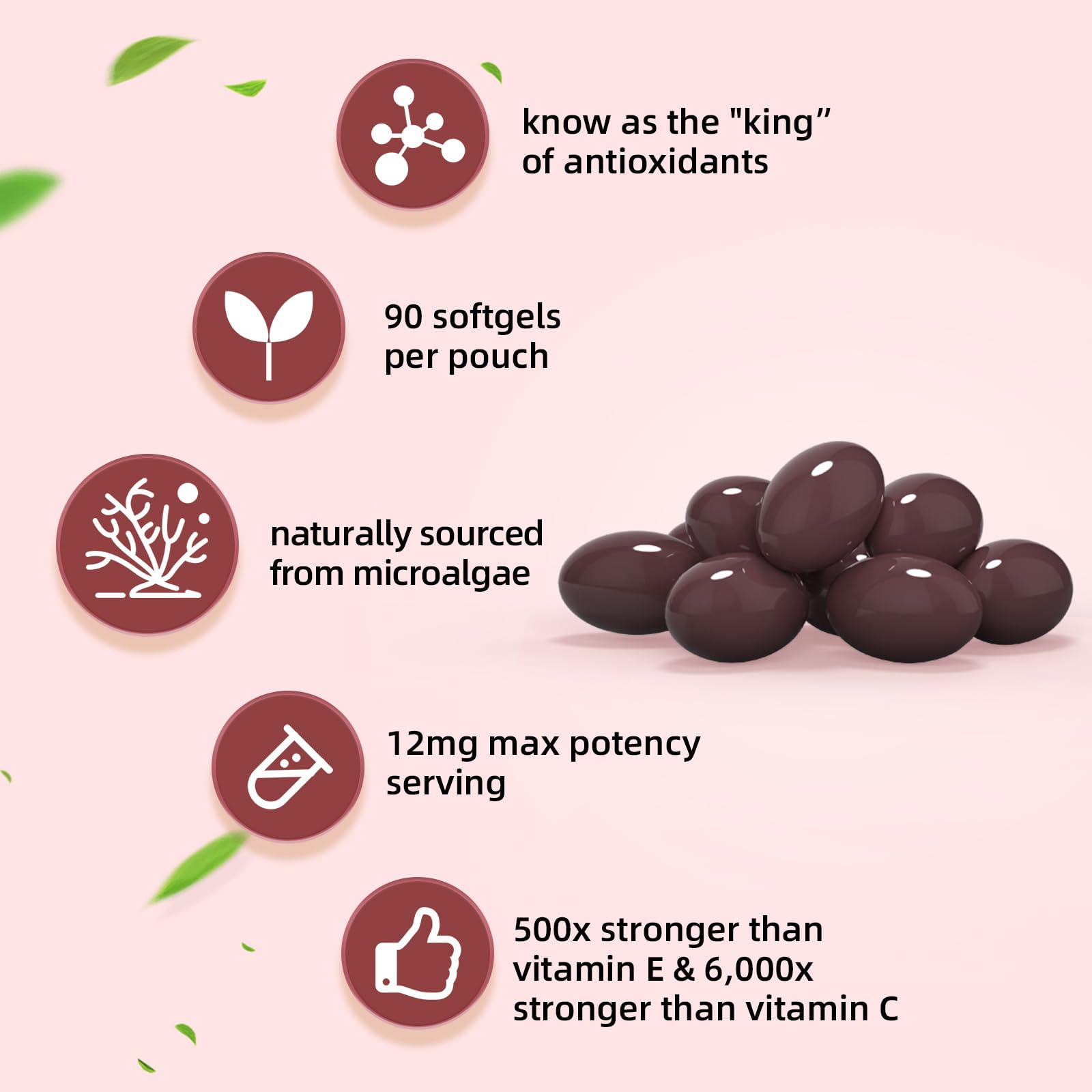 BIYODE Astaxanthin 12mg Softgels – High Potency Antioxidant (90 Softgels)