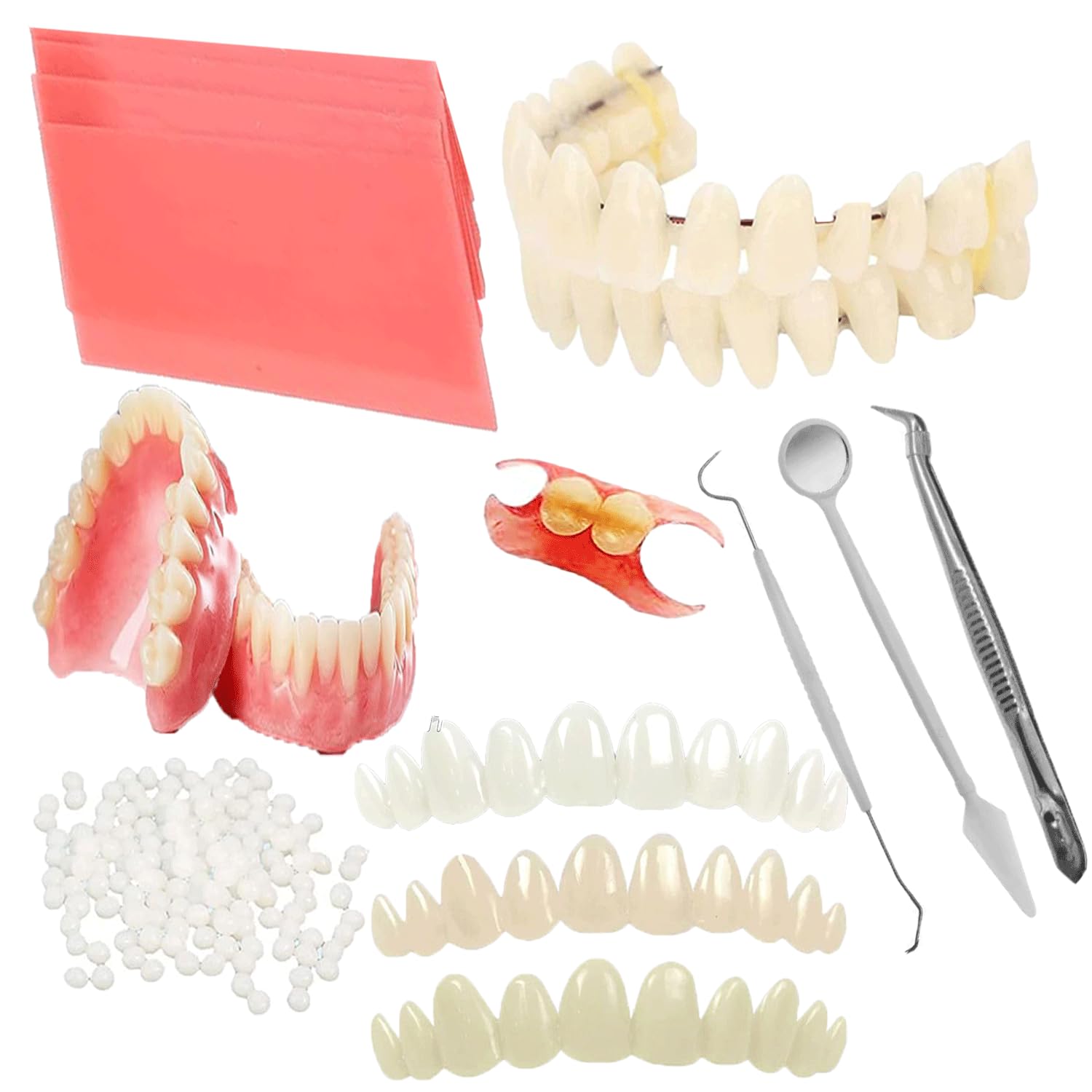 BJDTY DIY Denture Kit – Partial & Full Dentures with Tool Kit & Temporary Teeth