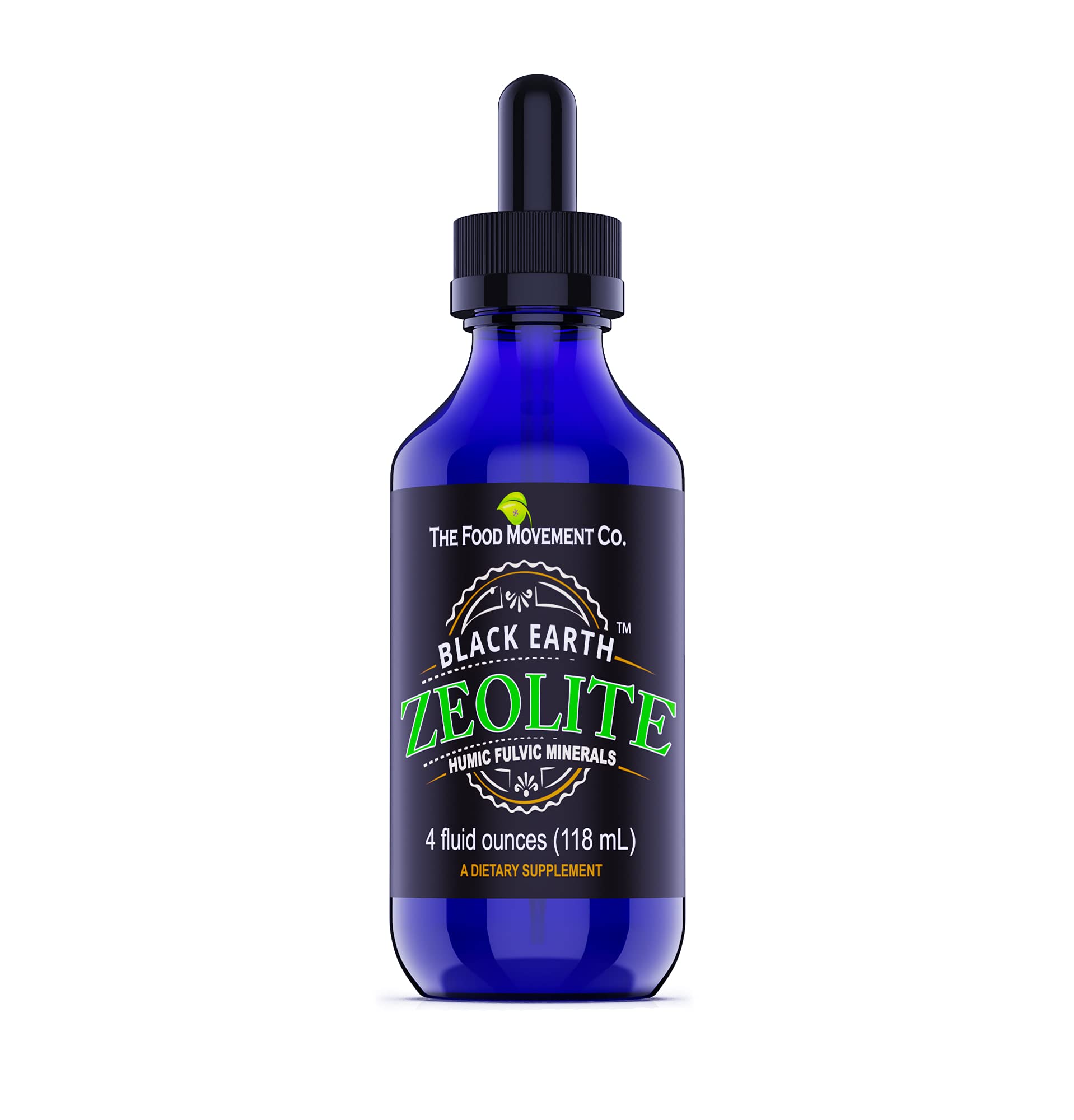 Black Earth Zeolite with Humic Fulvic Acids & Trace Minerals – 4 Fl Oz Drops for Detox, Gut Health & Immune Support | THE FOOD MOVEMENT CO.