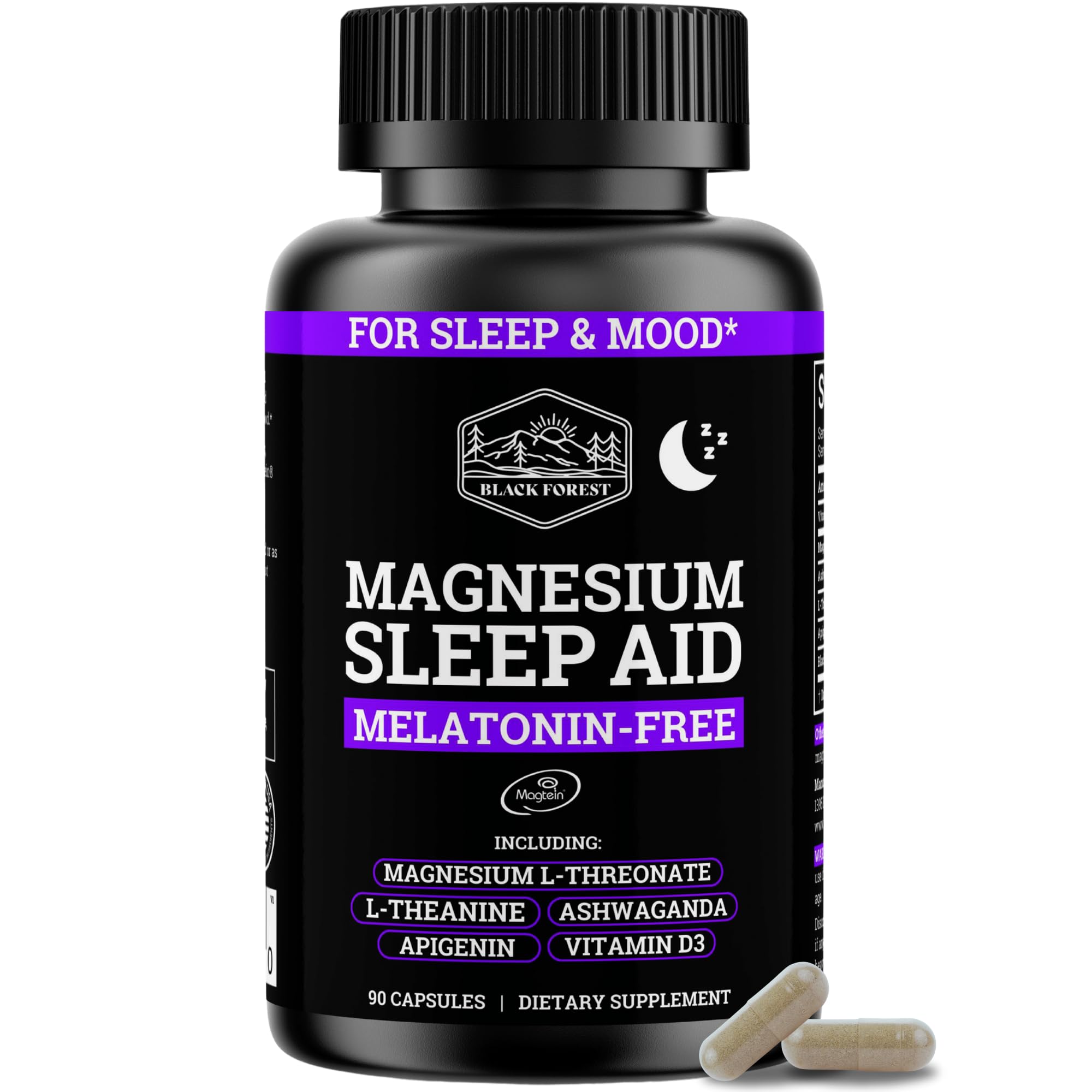 Black Forest Magnesium Sleep Aid (6-in-1) with Magtein, L-Theanine, Ashwagandha & Vitamin D