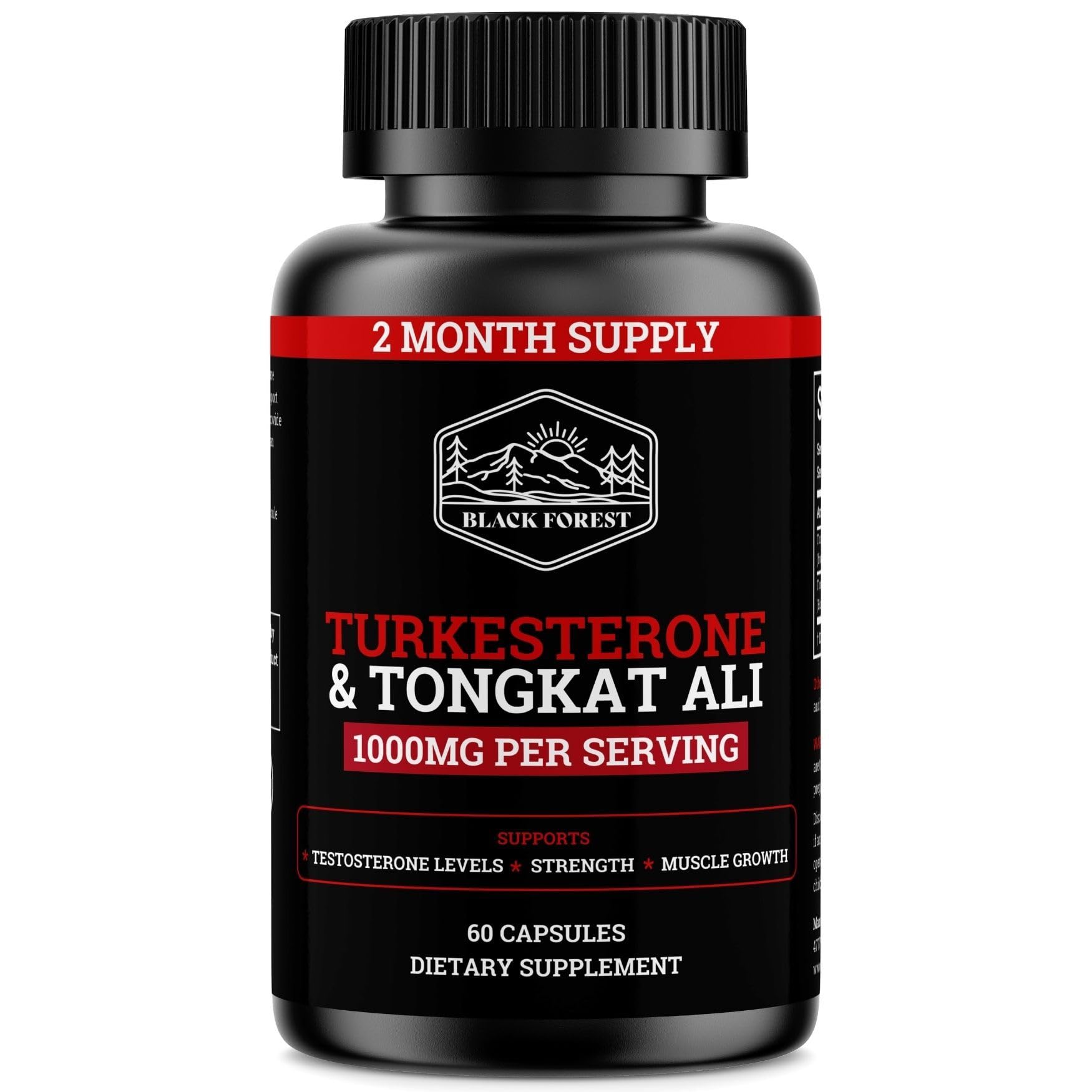 Black Forest Turkesterone Tongkat Ali Supplement 1000mg per Serving | Strength & Energy for Men