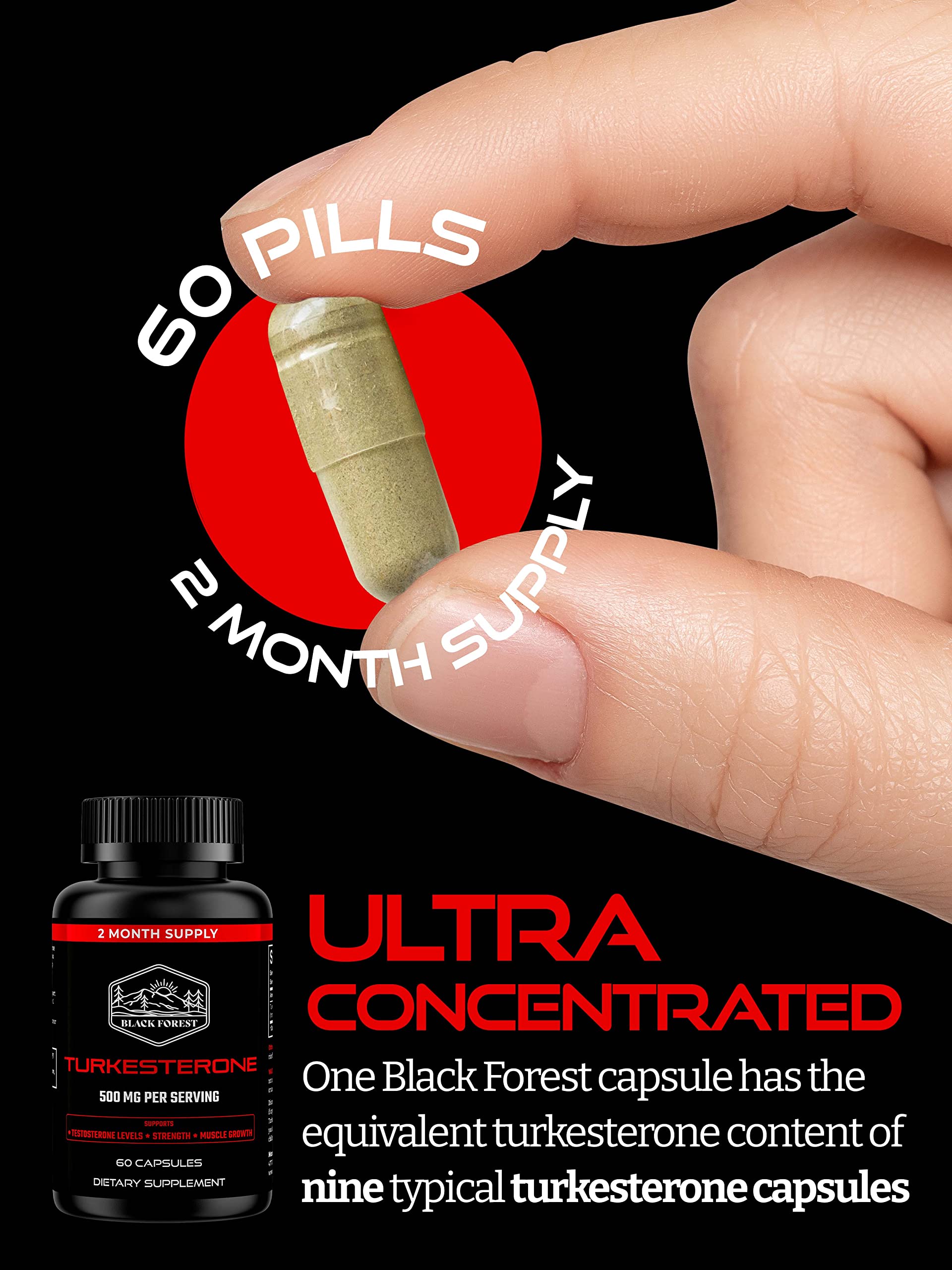 Black Forest Turkesterone 500mg Capsule – 2 Months Supply | Pure 95% Ajuga Turkestanica Extract