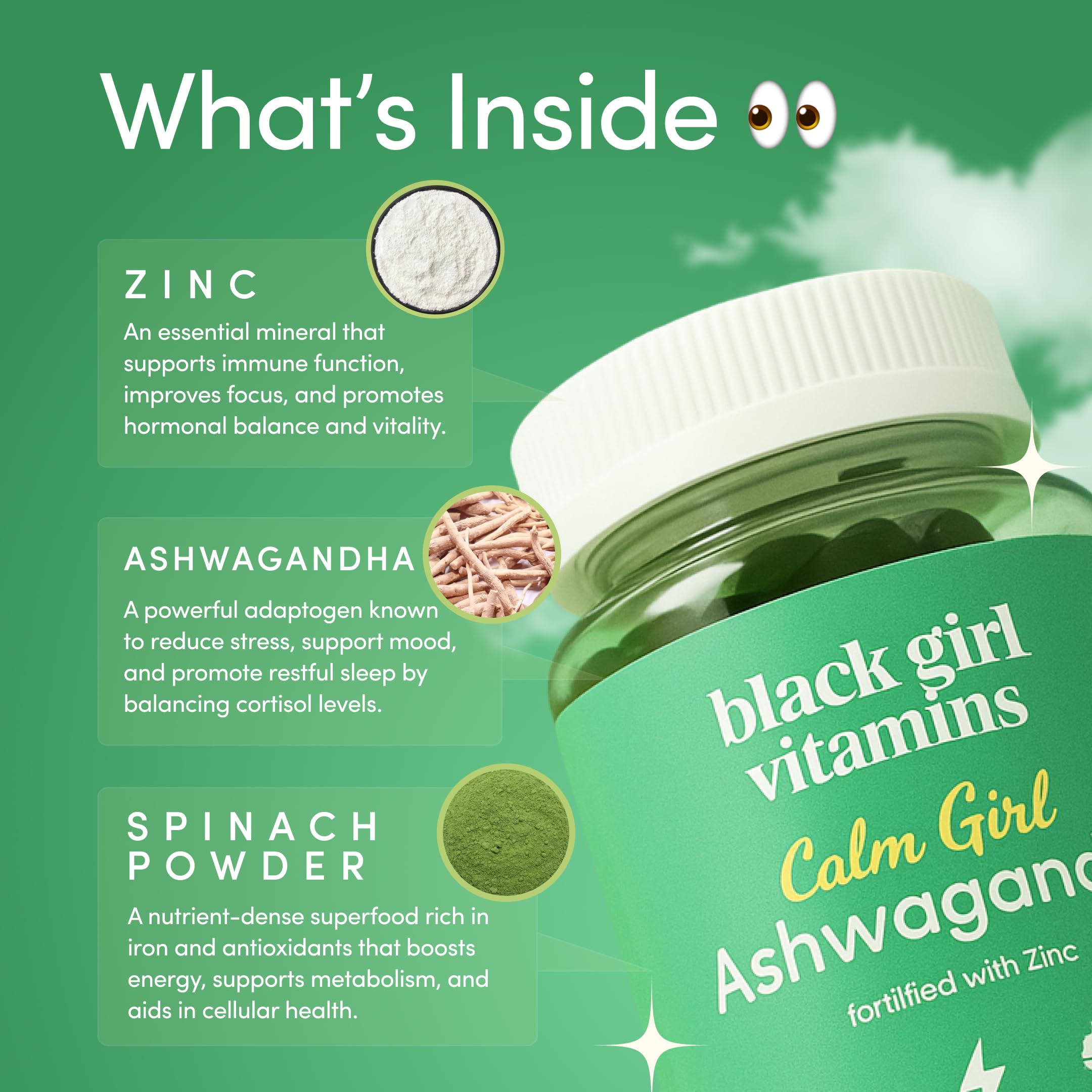 Black Girl Vitamins Ashwagandha + Zinc Gummies – Stress Support, Calm, Sleep & Immunity | Doctor-Formulated Vegan