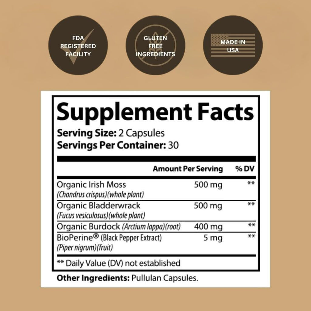 Organic Sea Moss Capsules – 92 Minerals | Vegan Immune & Thyroid Support