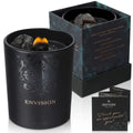 Black Orchid & Pine Moss Crystal Candle – Luxury Manifestation with Quartz Crystals (7.4oz)