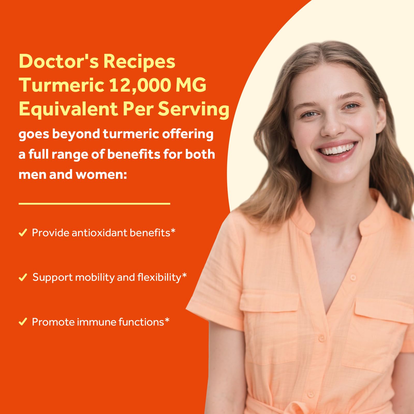 Doctor's Recipes Turmeric Curcumin 12,000 mg | High Potency with Black Pepper, 95% Curcuminoids – 60 Caps
