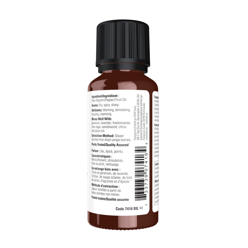 NOW Essential Oils Black Pepper Oil - 1 oz, Steam Distilled, 100% Pure