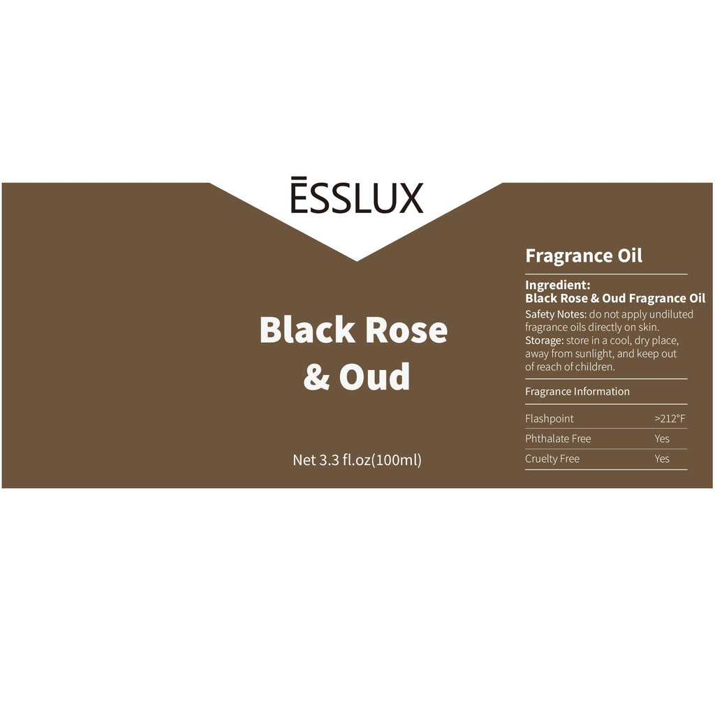 Black Rose & Oud Fragrance Oil – ESSLUX 100 ml (3.3 oz) Premium Scent for Diffusers, Candles, Soap