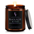 Black Rose & Oud Scented Candles – 7oz Soy Wax Jar | Aromatherapy Gift for Women & Men