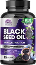Black Seed Oil Capsules 1000mg with Thymoquinone - Pure Nigella Sativa for Skin Health & Immune Support, 60 Softgels