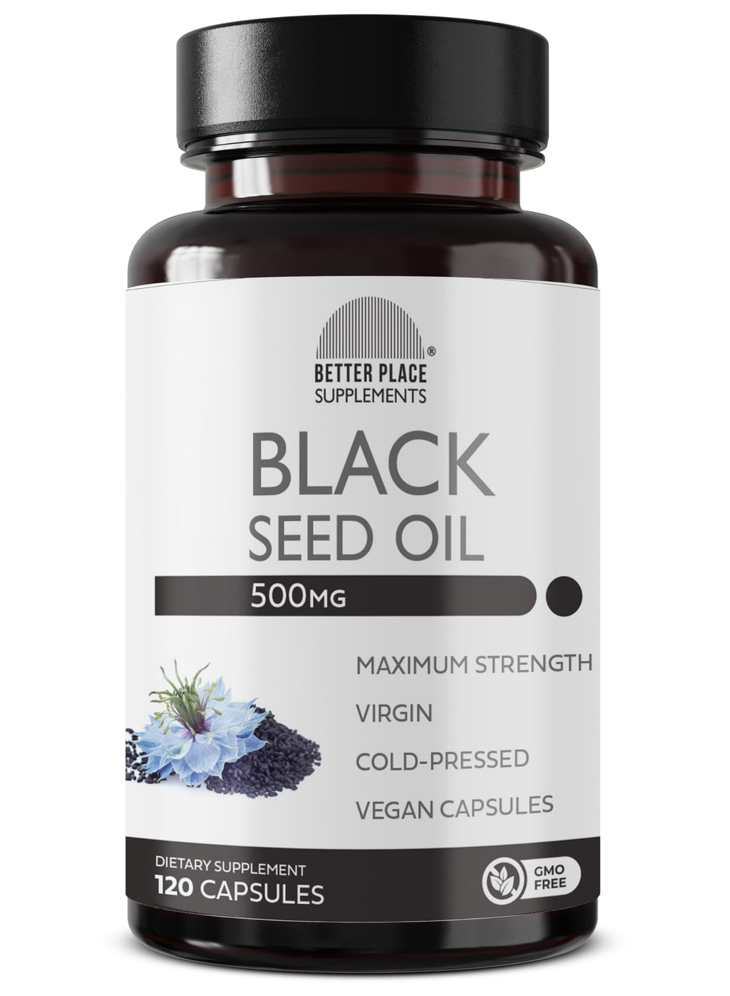 Black Seed Oil Capsules | Non-GMO & Vegan | Cold-Pressed 500mg