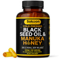 Black Seed Oil Capsules with New Zealand Manuka Honey – 1010mg per Serving, 2% Thymoquinone, Immune & Digestive Support, Made in USA, 60 Count