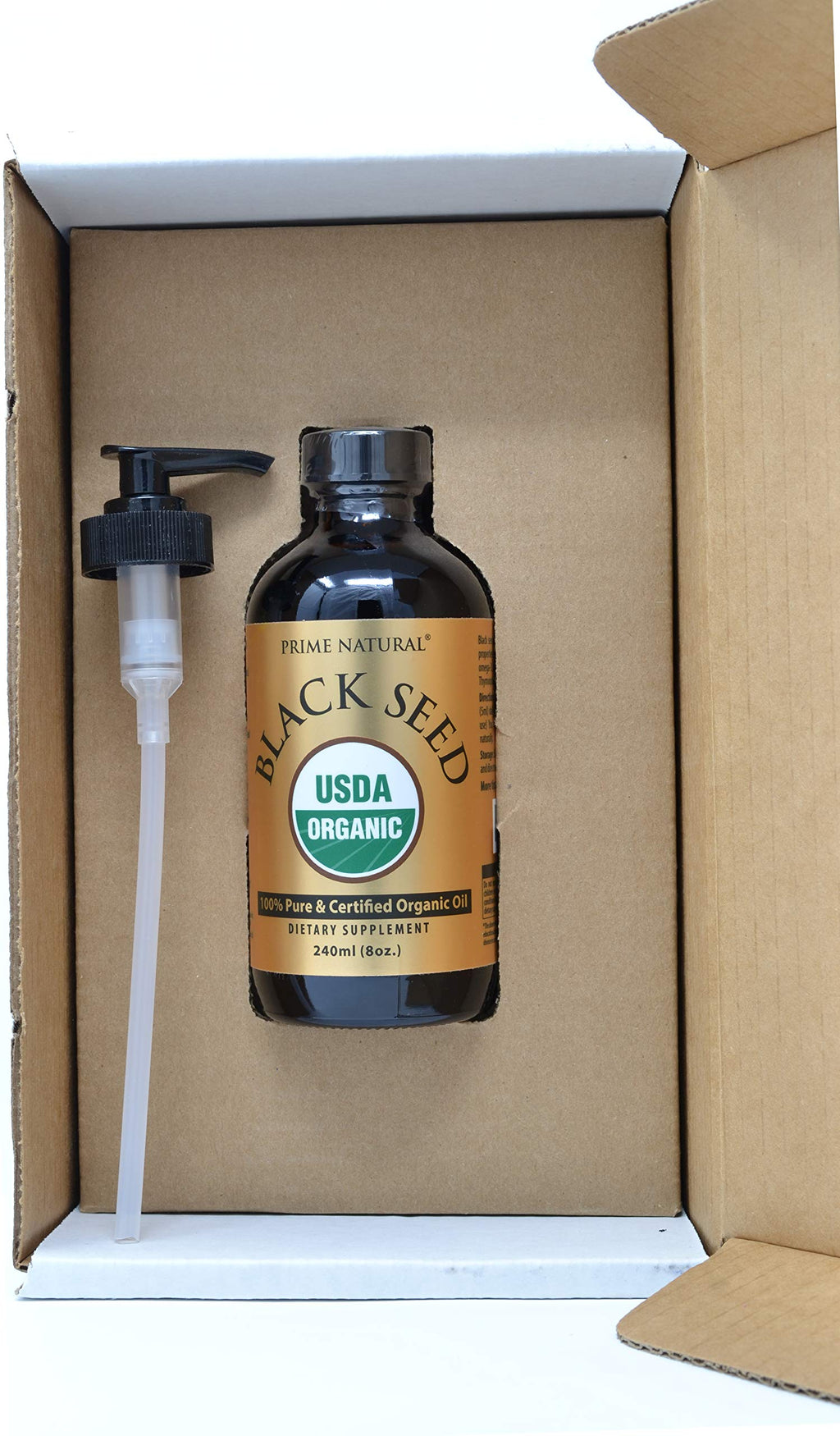 Prime Natural Organic Black Seed Oil 8oz — Cold Pressed, 1.7% Thymoquinone | USDA Organic, Turkish Nigella Sativa