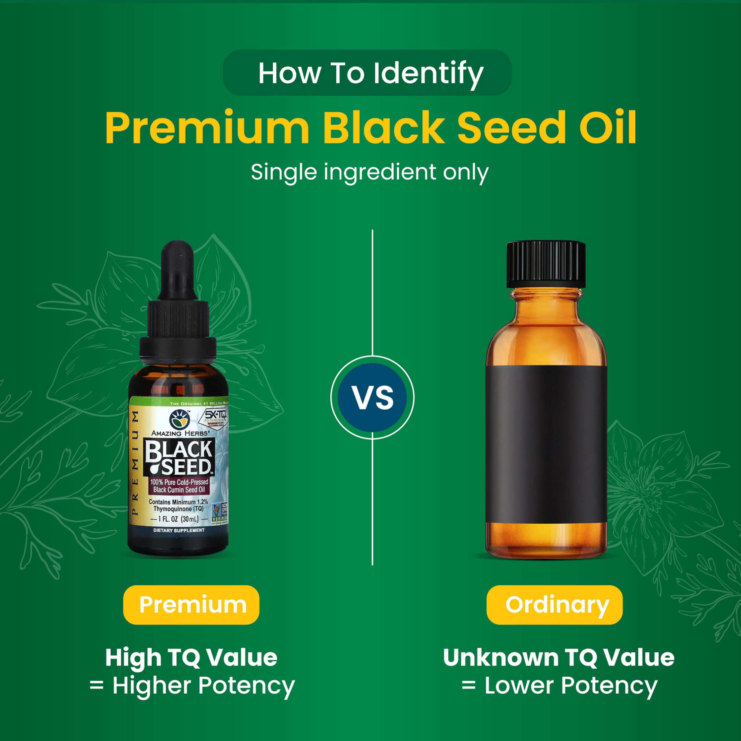 Amazing Herbs Premium Black Seed Oil - Cold Pressed, Gluten Free & Non-GMO - Digestive Health, Immune Support, Brain Function (1 oz) Pack of 3
