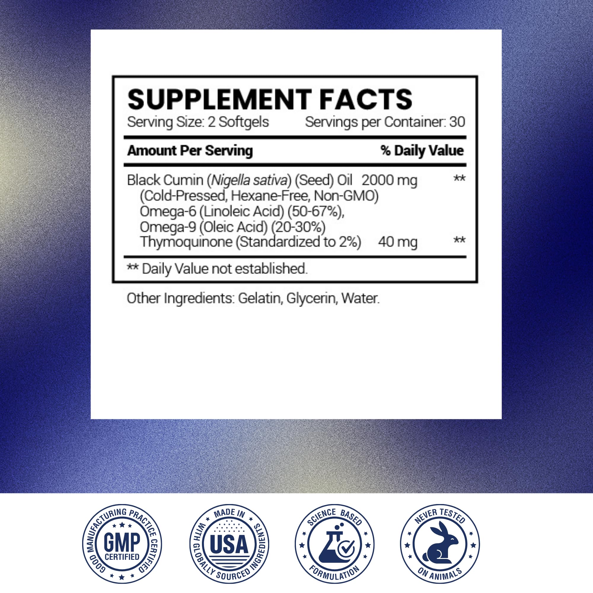 Research Verified Black Seed Oil - 90 Softgels | Cold-Pressed 2% Thymoquinone (TQ) for Immunity, Digestion & Respiratory Support