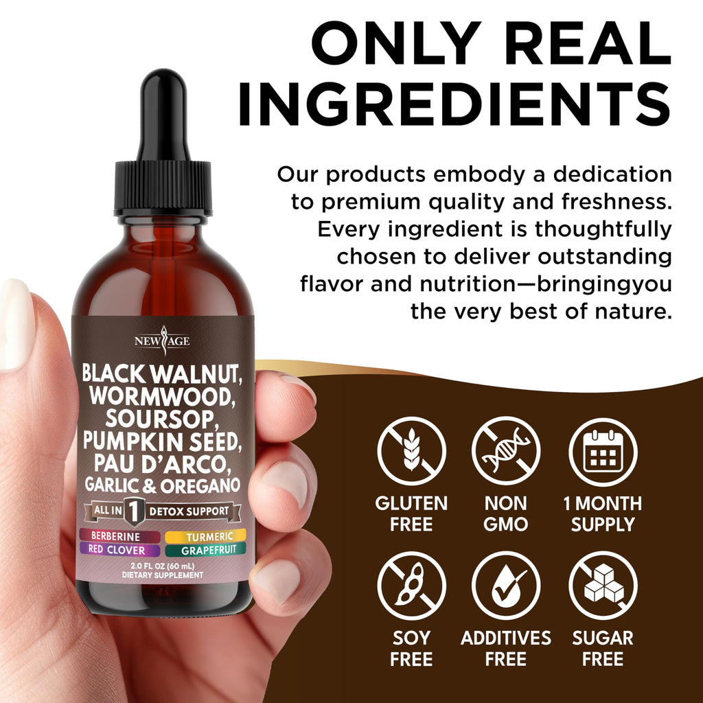 Black Walnut Wormwood Cleanse Drops - 4oz Liquid Tincture with Soursop & Herbs