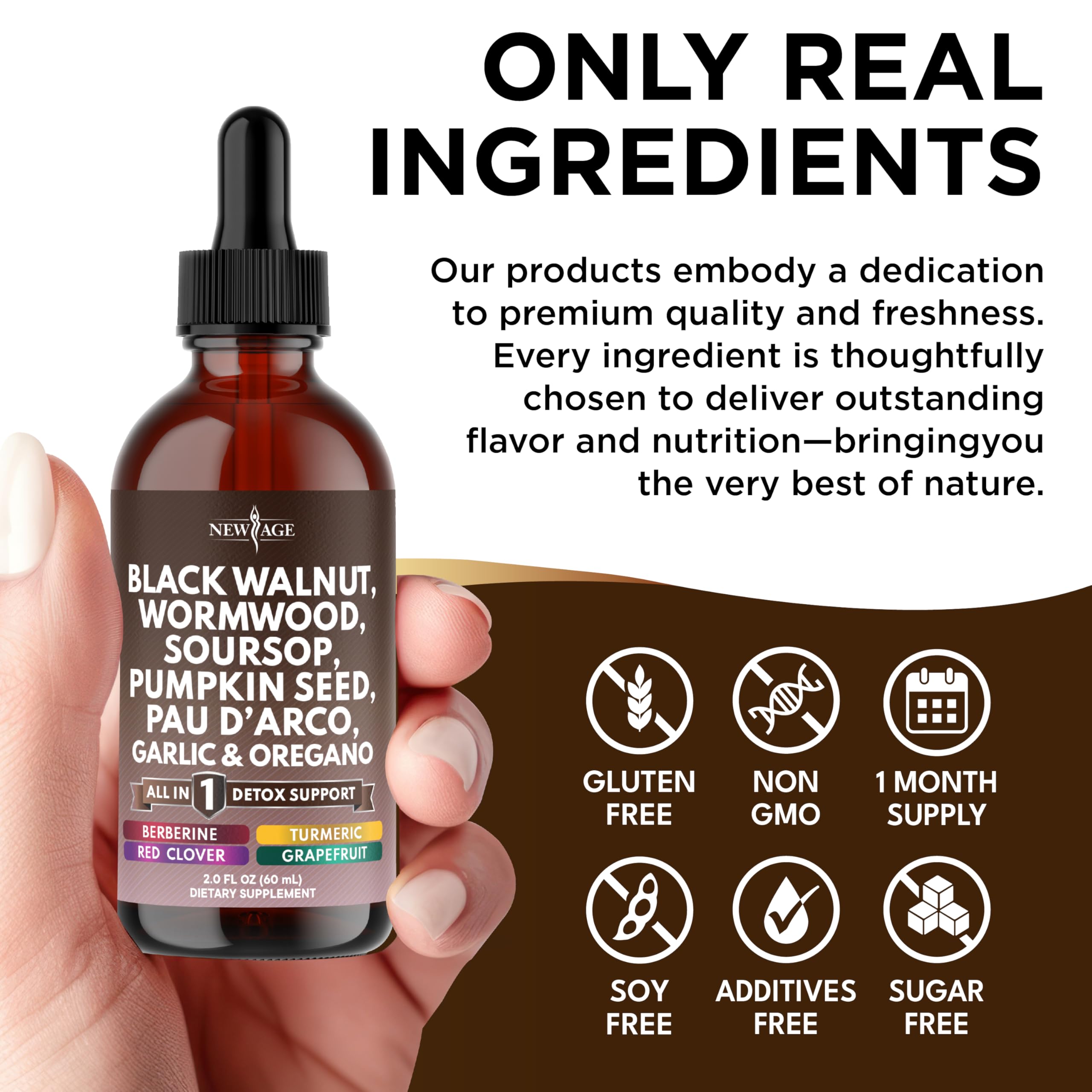 Black Walnut Wormwood Cleanse Drops - 4oz Liquid Tincture with Soursop & Herbs