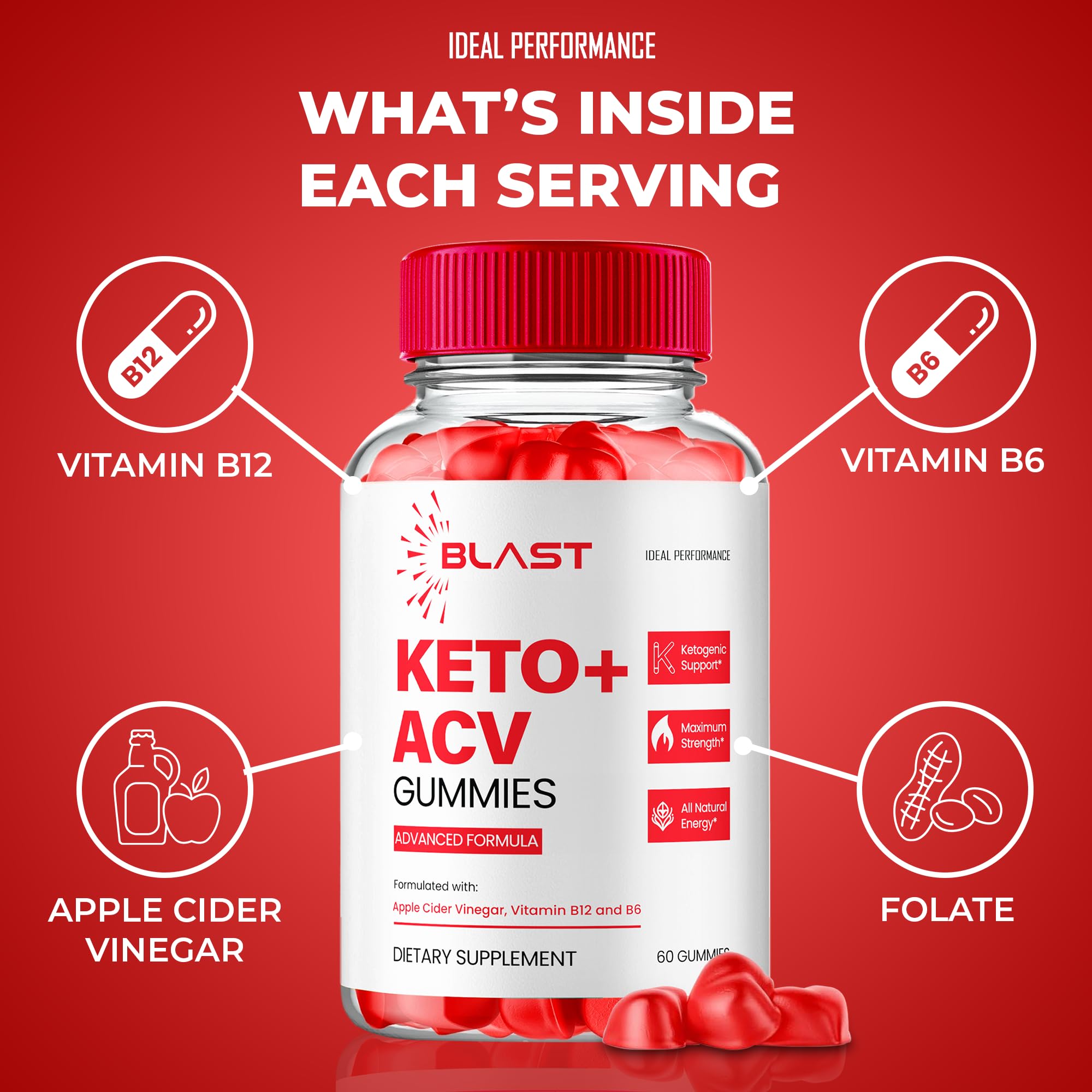 Blast Keto ACV Gummies | Keto Blast ACV Gummies - Maximum Strength Keto+ACV (5 Pack)