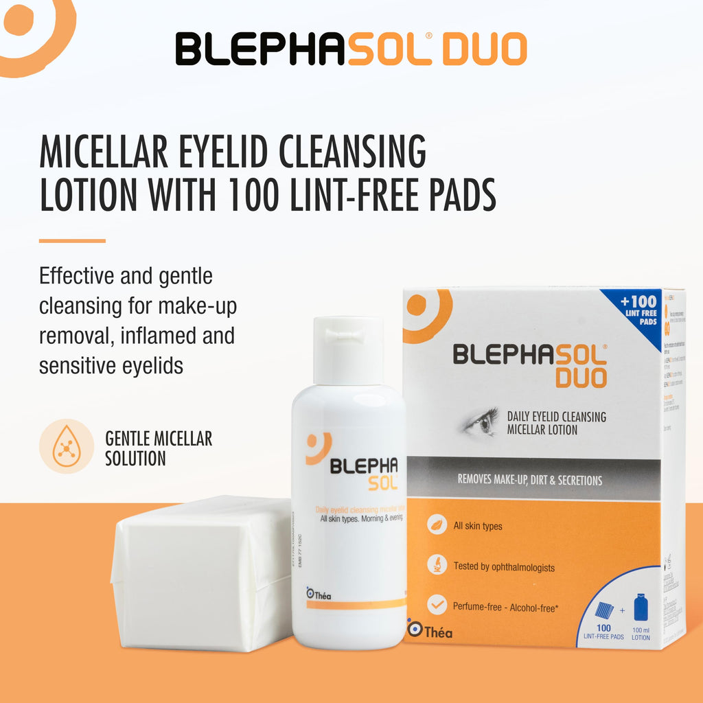 Blephasol Duo 100ml Eyelid Cleansing Micellar Lotion – 100 Pads | Preservatives Free | For Sensitive Eyes