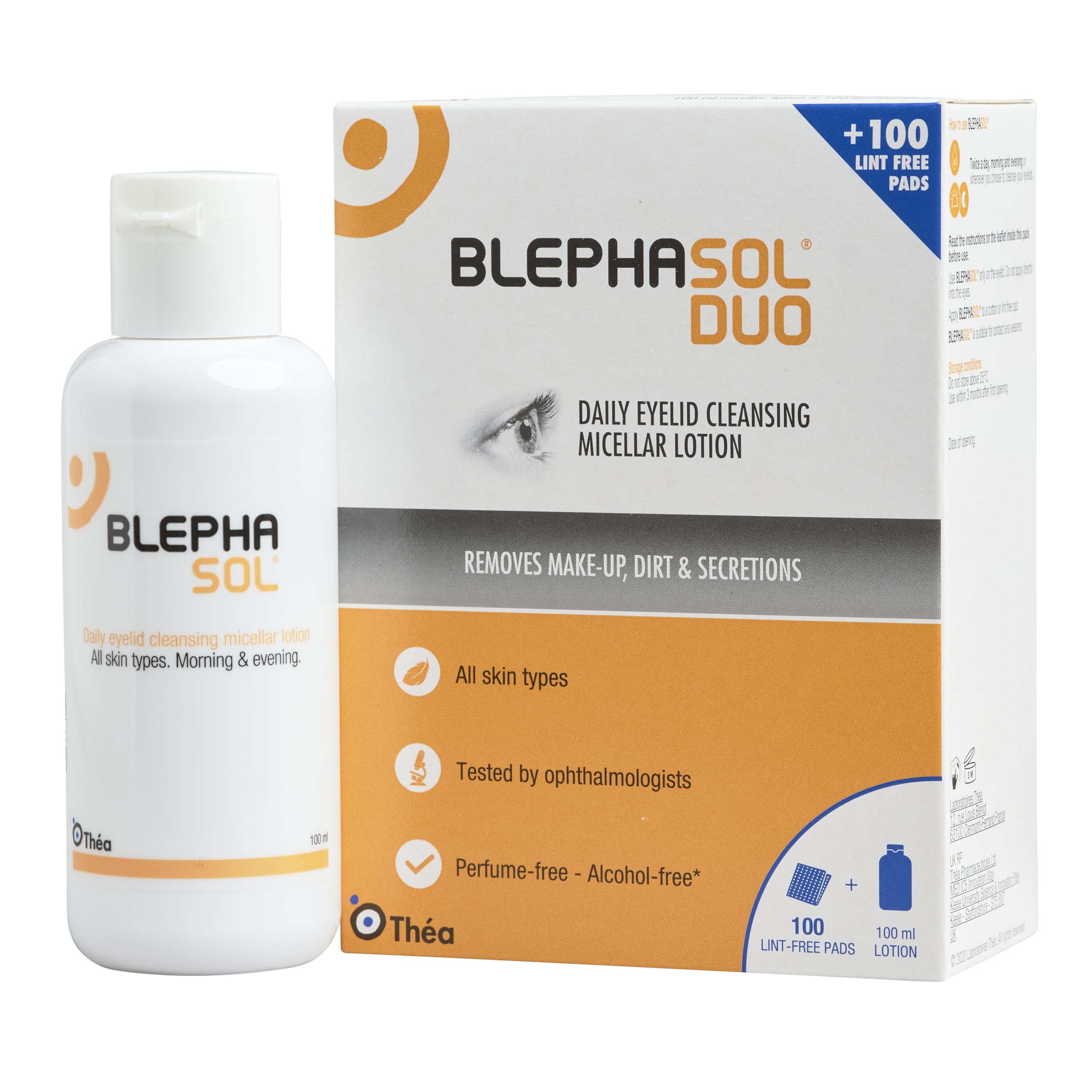 Blephasol Duo 100ml Eyelid Cleansing Micellar Lotion – 100 Pads | Preservatives Free | For Sensitive Eyes