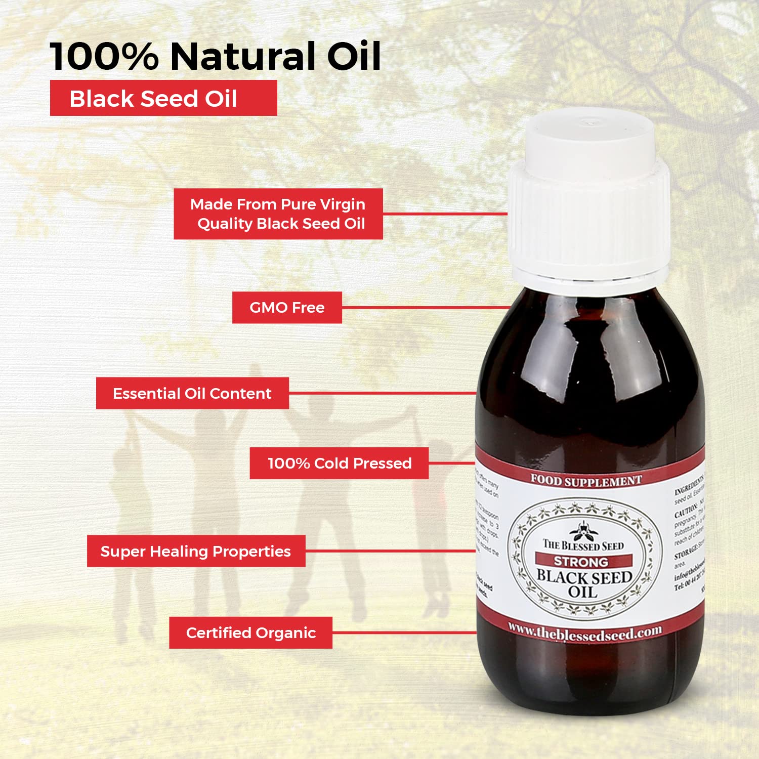 The Blessed Seed Strong Black Seed Oil – 100 ml | 100% Pure, Slow Cold-Pressed Antioxidant Health Supplement