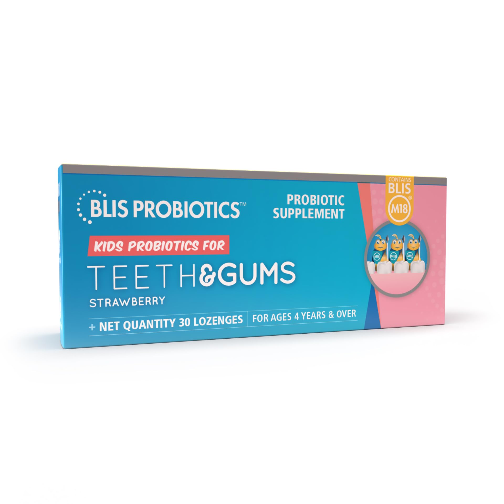 BLIS Kids Teeth & Gums Oral Probiotics – Strawberry, 30 Lozenges