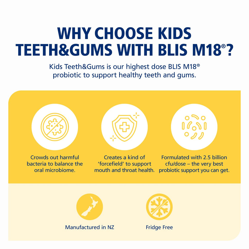 BLIS Kids Teeth & Gums Oral Probiotics – Strawberry, 30 Lozenges