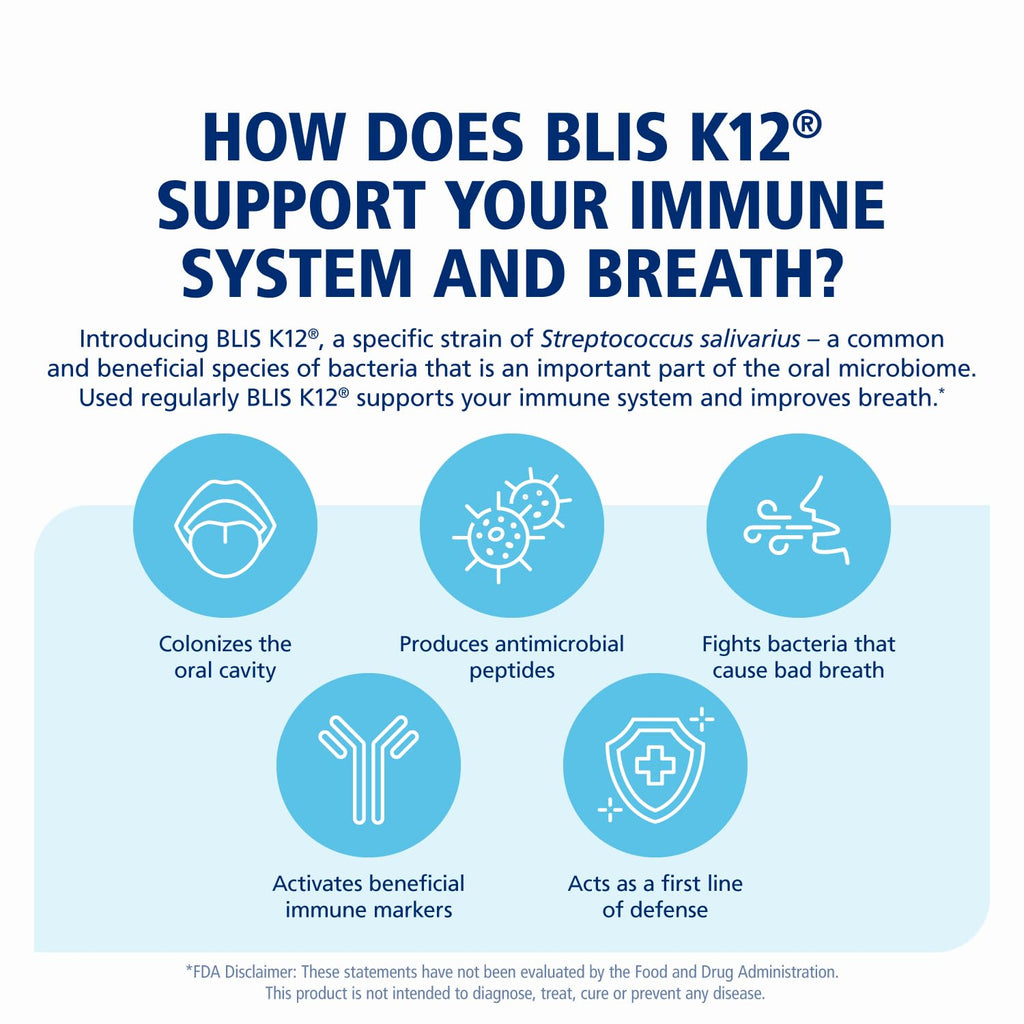 BLIS ThroatHealth K12 Probiotics - Immune & Throat Support, Vanilla, 60 Lozenges, 2.5B CFU