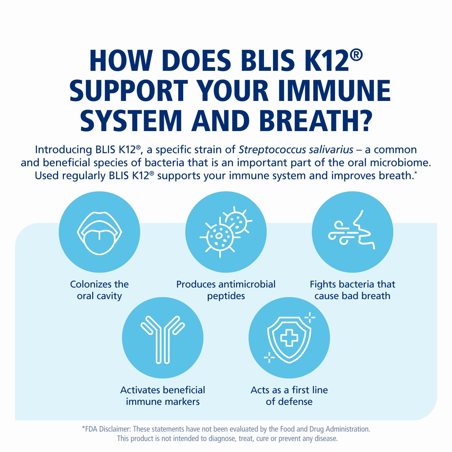 BLIS ThroatHealth K12 Probiotics - Immune & Throat Support, Vanilla, 60 Lozenges, 2.5B CFU