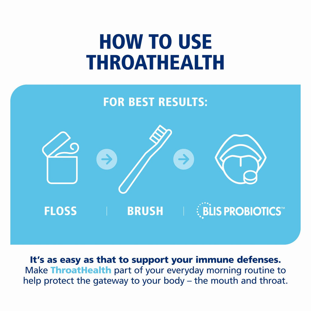 BLIS ThroatHealth K12 Probiotics - Immune & Throat Support, Vanilla, 60 Lozenges, 2.5B CFU