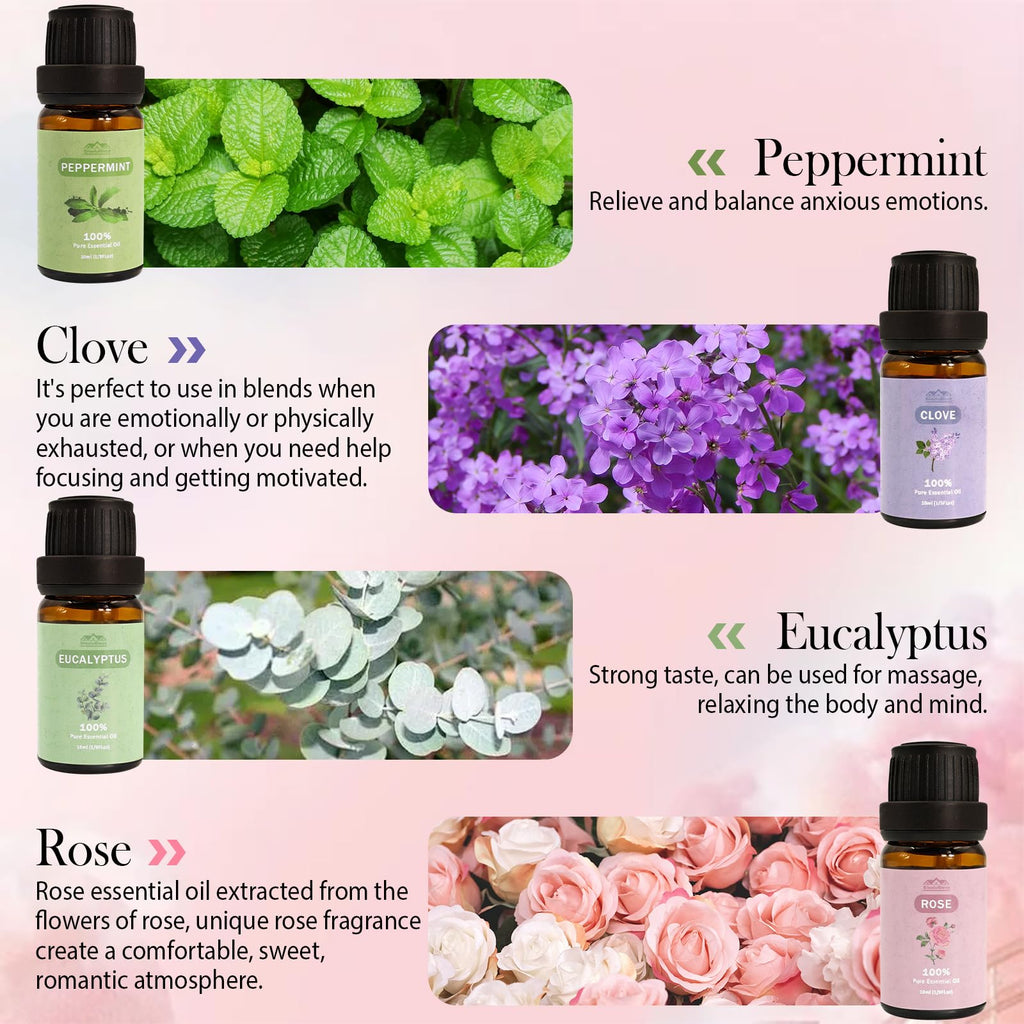 BlissfulBlend 8-Piece Pure Essential Oils Gift Set – Peppermint, Lavender, Eucalyptus & More