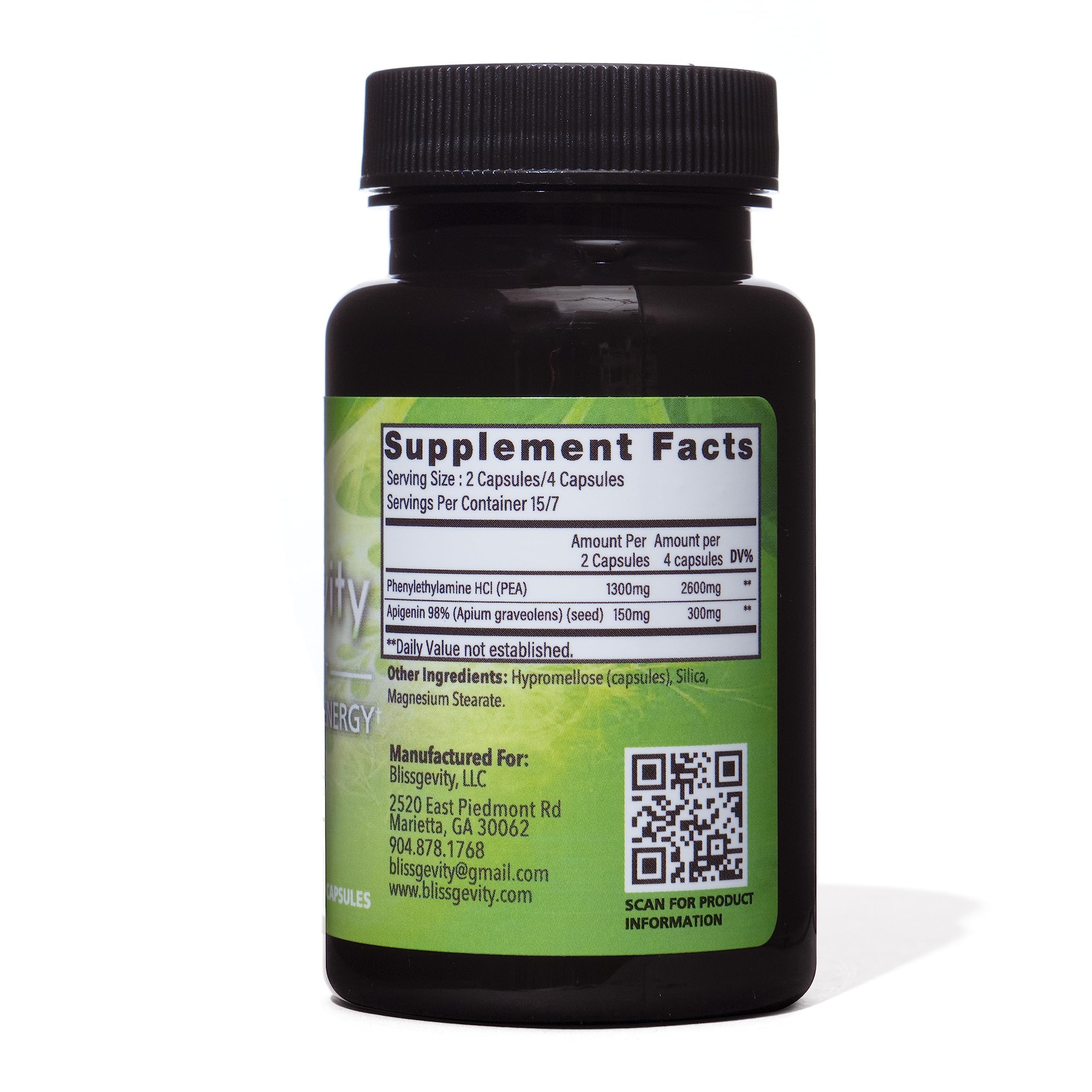 Blissgevity 150mg Apigenin + Phenylethylamine – Mood Support (30 Capsules)